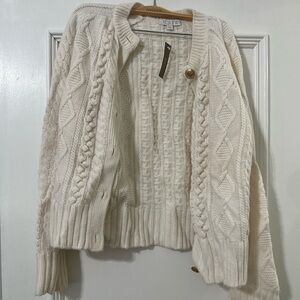 J Crew Cream Cable Knit Cardigan